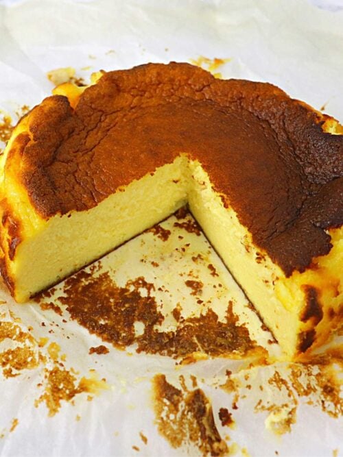 A burnt basque cheesecake with a beautifully caramelised top!