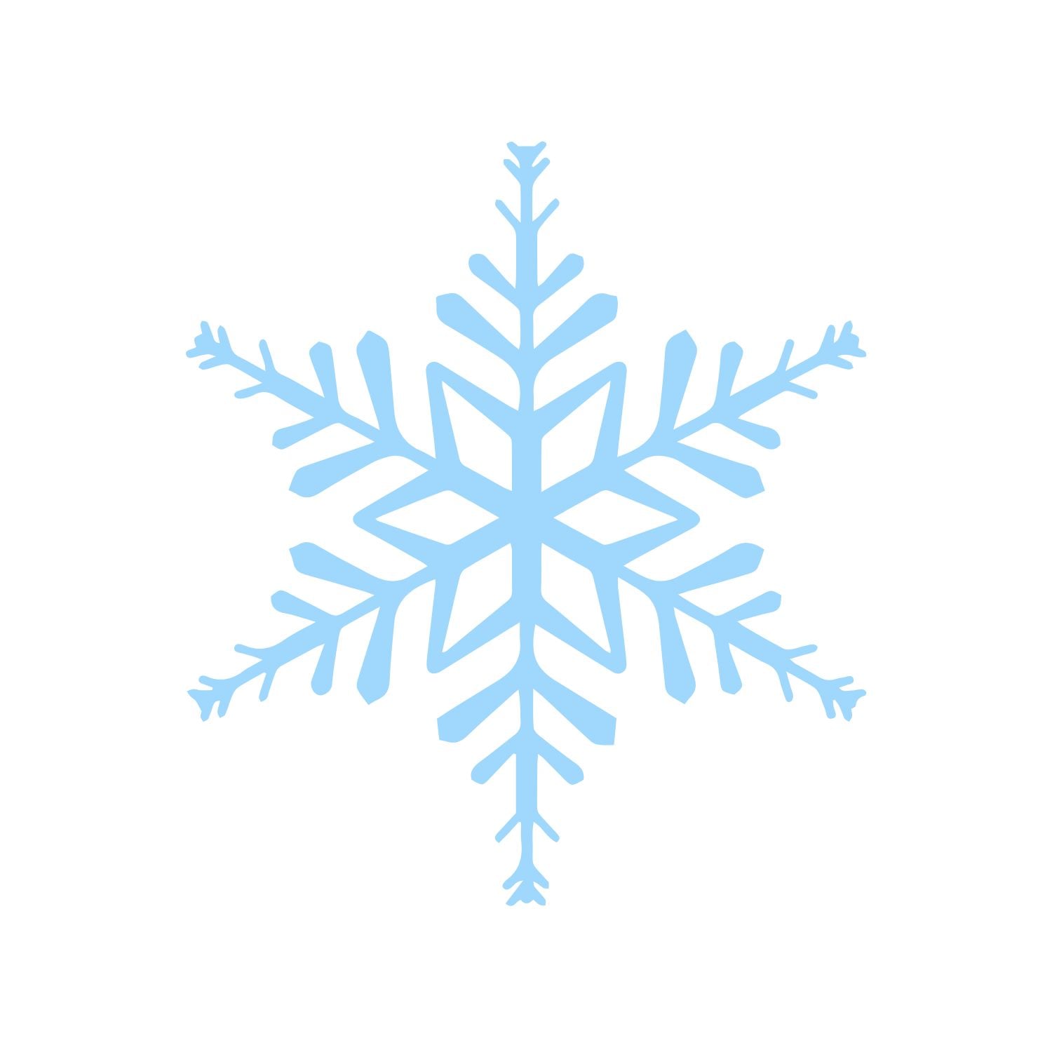 Blue snowflake illustration on a white background